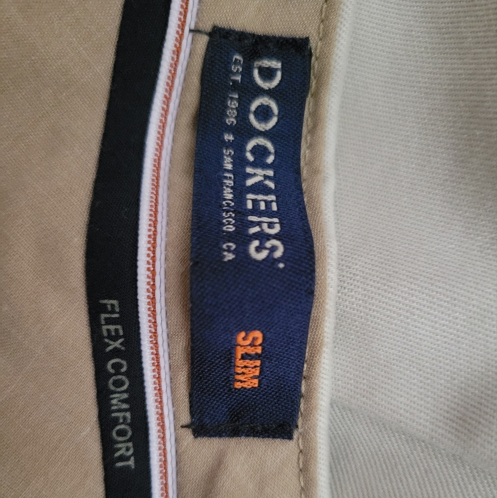 Dockers Slim-Fit flex comfort men khaki casual chino dress pants W36 X L32 - Picture 9 of 12